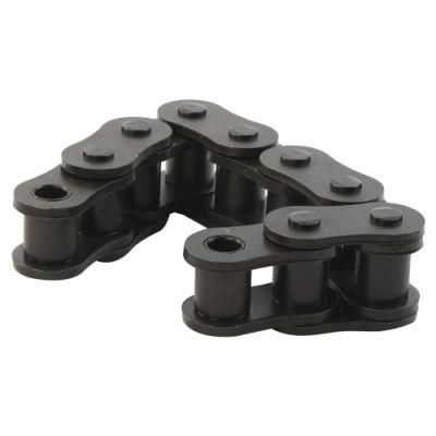 Rigid high strength roller chain with straight side plate