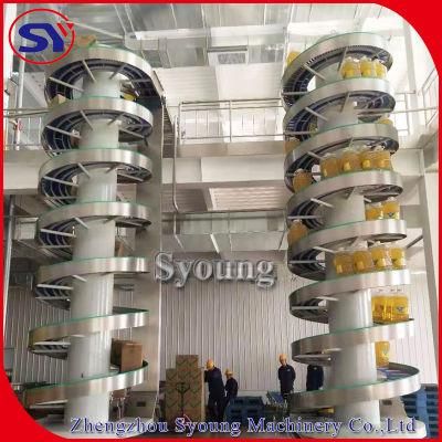 Stainless Steel304 Vertical Spiral Conveyor Elevator for Beer Bottle Plastic Basket Tray
