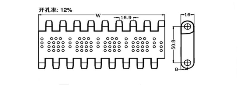 Chinese Manufacturers Pitch 50.8mm Perforated Flat Top Opb Modular Belt