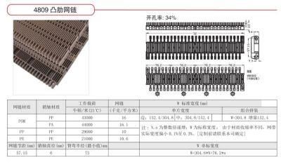 Chinese Manufacturers Flush Grid Modular Belt 4809 Pitch 57.15mm